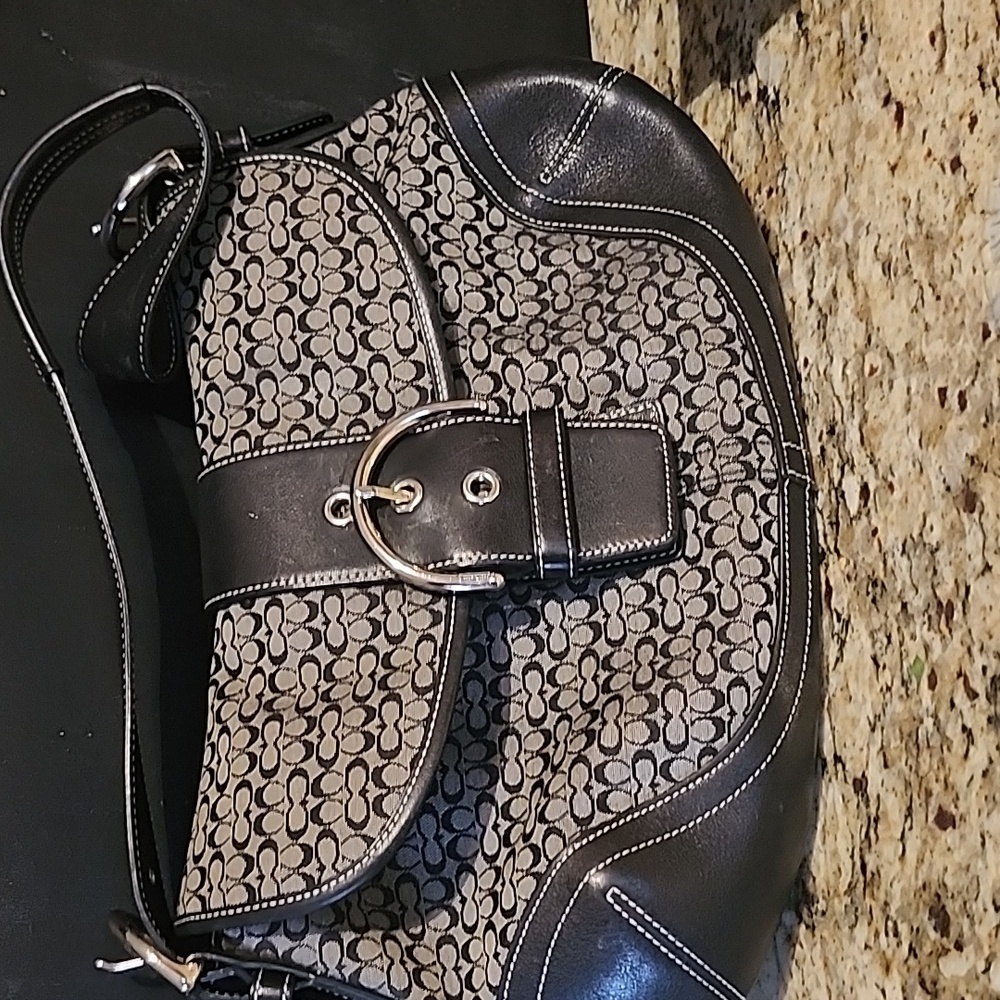 Vintage Coach handbag and wallet. Black